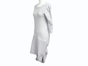 ISSEY MIYAKE イッセイミヤケ 変形デザイン ニットワンピース 七分袖 膝丈 M41-KH795 グレー サイズ2 美品 中古 4b004500