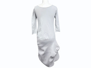 ISSEY MIYAKE イッセイミヤケ 変形デザイン ニットワンピース 七分袖 膝丈 M41-KH795 グレー サイズ2 美品 中古 4b004500