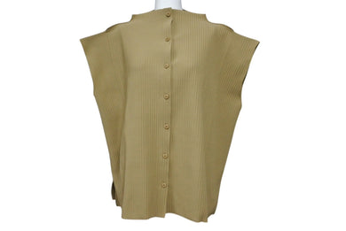極美品 me ISSEY MIYAKE ミー イッセイミヤケ シャツブラウス プリーツ MI32KK91 ポリエステル ブラウン 中古 4b004501