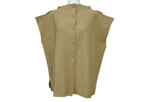 極美品 me ISSEY MIYAKE ミー イッセイミヤケ シャツブラウス プリーツ MI32KK91 ポリエステル ブラウン 中古 4b004501