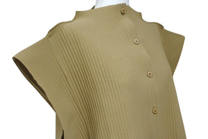 極美品 me ISSEY MIYAKE ミー イッセイミヤケ シャツブラウス プリーツ MI32KK91 ポリエステル ブラウン 中古 4b004501