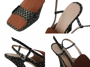 美品 FENDI フェンディ フリーダム ストラップパンプス ファブリック 千鳥柄 ブラック グリーン ホワイト レッド サイズ37 中古 4b004512 