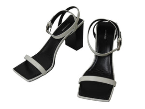 極美品 BALENCIAGA バレンシアガ スクエア サンダル 570298 イタリア製 レザー ホワイト ブラック サイズ37 中古 4b004513