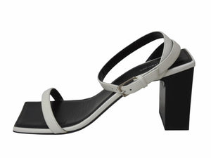 極美品 BALENCIAGA バレンシアガ スクエア サンダル 570298 イタリア製 レザー ホワイト ブラック サイズ37 中古 4b004513