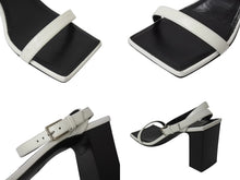 Load image into Gallery viewer, 極美品 BALENCIAGA バレンシアガ スクエア サンダル 570298 イタリア製 レザー ホワイト ブラック サイズ37 中古 4b004513