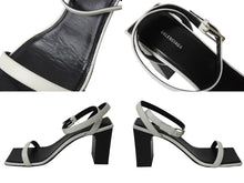 Load image into Gallery viewer, 極美品 BALENCIAGA バレンシアガ スクエア サンダル 570298 イタリア製 レザー ホワイト ブラック サイズ37 中古 4b004513