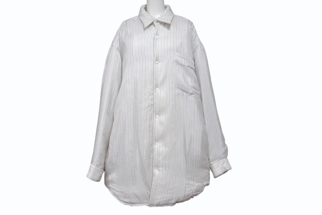 Maison Margiela メゾンマルジェラ オーバーサイズ中綿ストライプシャツ S50DL0396 ポリエステル ホワイト サイズ39 美品 中古 4b004522