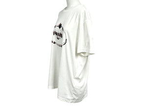 極美品 PRADA プラダ 18AW 半袖Tシャツ UJN555 サイズXL ホワイト プリント コットン ポリエステル 刺繍 中古 4b004524