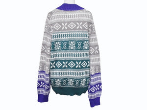 極美品 Sacai サカイ ニットセーター 18-01581M サイズ2 リネンコットン マルチカラー ノルディック柄 18AW 中古 4b004525 