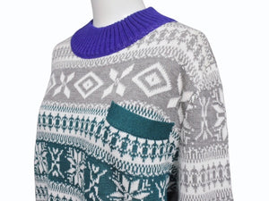 極美品 Sacai サカイ ニットセーター 18-01581M サイズ2 リネンコットン マルチカラー ノルディック柄 18AW 中古 4b004525 