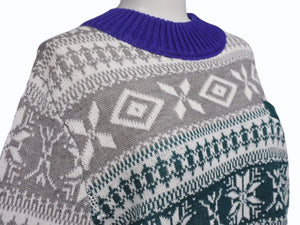 極美品 Sacai サカイ ニットセーター 18-01581M サイズ2 リネンコットン マルチカラー ノルディック柄 18AW 中古 4b004525 