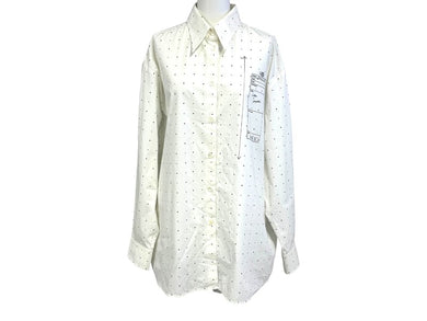 MM6 Maison Margiela MM6 メゾン マルジェラ 長袖シャツ S52DT0014 サイズ40 プリント コットン ポプリン ホワイト 美品 中古 4b004527