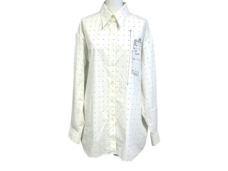 MM6 Maison Margiela MM6 メゾン マルジェラ 長袖シャツ S52DT0014 サイズ40 プリント コットン ポプリン ホワイト 美品 中古 4b004527