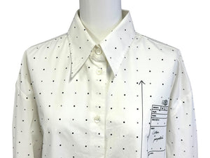 MM6 Maison Margiela MM6 メゾン マルジェラ 長袖シャツ S52DT0014 サイズ40 プリント コットン ポプリン ホワイト 美品 中古 4b004527