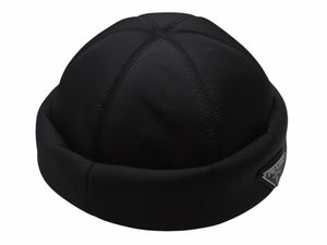 極美品 PRADA プラダ ロゴプレート フィッシャーマン キャップ 帽子 2HC168 ナイロン ブラック シルバー金具 サイズXL 中古 4b004548