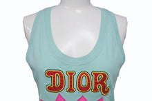 Load image into Gallery viewer, Christian Dior クリスチャンディオール NOT WAR タンクトップ ノースリーブ 5E16155080 サイズ38 ブルー 刺繍 美品 中古 4b004550
