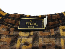 画像をギャラリービューアに読み込む, 極美品 FENDI フェンディ ズッカ柄 パイルノースリーブワンピース ブラウンコットンナイロン柄総柄 サイズ44 中古ロゴ 4b004551 
