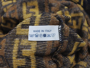 極美品 FENDI フェンディ ズッカ柄 パイルノースリーブワンピース ブラウンコットンナイロン柄総柄 サイズ44 中古ロゴ 4b004551 