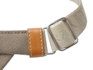 新品未使用 PRADA プラダ ロゴ ジャガード サンバイザー キャンバス ポリエステル コットン ベージュ ブラウン シルバー金具 中古 4b004556