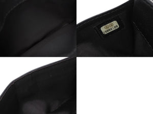 CHANEL シャネル カメリア カードケース 名刺入れ パスケース ココマーク 15番台 ラムスキン ブラック シルバー金具 美品 中古 4b004559