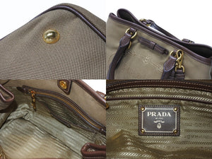 極美品 PRADA プラダ 2WAY ハンドバッグ ショルダーバッグ BN1841 ジャガード レザー ベージュ ブラウン ゴールド金具 中古 4b004562