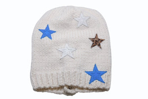 新品未使用 CHROME HEARTS クロムハーツ STAR PATCHES CASHMERE BALACLAVA スターパッチ ブロンズクロスボールボタン カシミヤ バラクラバ ホワイト 中古 4b004571