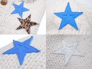 新品未使用 CHROME HEARTS クロムハーツ STAR PATCHES CASHMERE BALACLAVA スターパッチ ブロンズクロスボールボタン カシミヤ バラクラバ ホワイト 中古 4b004571