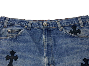 新品未使用 CHROME HEARTS クロムハーツ × Levi's リーバイス セメタリークロスパッチ デニムミニスカート サイズ29 9パッチ 中古 4b004572