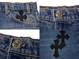 新品未使用 CHROME HEARTS クロムハーツ × Levi's リーバイス セメタリークロスパッチ デニムミニスカート サイズ29 9パッチ 中古 4b004572