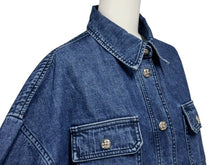 Load image into Gallery viewer, 新品未使用 CHROME HEARTS クロムハーツ デニムシャツ ジャケット 2025新作 クロスパッチ クロスボール インディゴ サイズS 中古 4b004573
