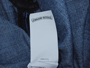 新品未使用 CHROME HEARTS クロムハーツ デニムシャツ ジャケット 2025新作 クロスパッチ クロスボール インディゴ サイズS 中古 4b004573