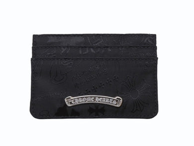 新品未使用 CHROME HEARTS クロムハーツ DOUBLE SIDE ダブルサイド カードケース ナイロン シルバー925 ブラック 総柄 中古 4b004574
