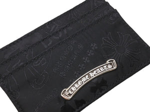 新品未使用 CHROME HEARTS クロムハーツ DOUBLE SIDE ダブルサイド カードケース ナイロン シルバー925 ブラック 総柄 中古 4b004574