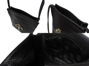 CHROME HEARTS クロムハーツ SQ PKT FILIGREE CRS スクエアポケット フィリグリークロス ショルダーバッグ ブラック 美品 中古 4b004583