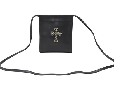CHROME HEARTS クロムハーツ SQ PKT FILIGREE CRS スクエアポケット フィリグリークロス ショルダーバッグ ブラック 美品 中古 4b004583