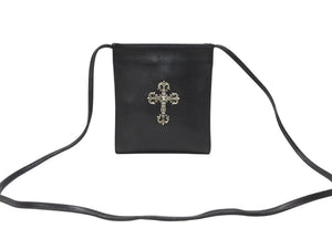 CHROME HEARTS クロムハーツ SQ PKT FILIGREE CRS スクエアポケット フィリグリークロス ショルダーバッグ ブラック 美品 中古 4b004583