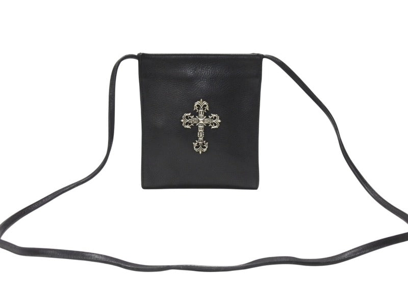 CHROME HEARTS クロムハーツ SQ PKT FILIGREE CRS スクエアポケット フィリグリークロス ショルダーバッグ ブラック 美品 中古 4b004583