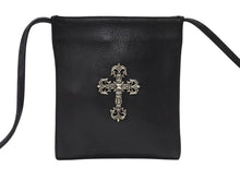 Load image into Gallery viewer, CHROME HEARTS クロムハーツ SQ PKT FILIGREE CRS スクエアポケット フィリグリークロス ショルダーバッグ ブラック 美品 中古 4b004583