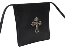 Load image into Gallery viewer, CHROME HEARTS クロムハーツ SQ PKT FILIGREE CRS スクエアポケット フィリグリークロス ショルダーバッグ ブラック 美品 中古 4b004583