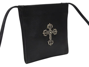 CHROME HEARTS クロムハーツ SQ PKT FILIGREE CRS スクエアポケット フィリグリークロス ショルダーバッグ ブラック 美品 中古 4b004583