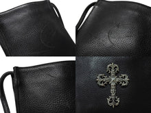Load image into Gallery viewer, CHROME HEARTS クロムハーツ SQ PKT FILIGREE CRS スクエアポケット フィリグリークロス ショルダーバッグ ブラック 美品 中古 4b004583