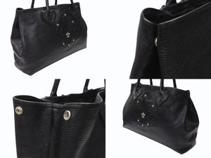 CHROME HEARTS クロムハーツ TOTE W SNP BS FLUER スナップ トートバッグ BSフレアパッチ レザー シルバー925 ブラック 美品 中古 4b004584