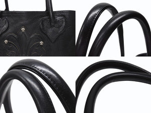 CHROME HEARTS クロムハーツ TOTE W SNP BS FLUER スナップ トートバッグ BSフレアパッチ レザー シルバー925 ブラック 美品 中古 4b004584