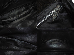 極美品 CHROME HEARTS クロムハーツ GROW UP グロウアップ 2WAYバッグ スモールCHクロス シルバー925 ハラコ ブラック 中古 4b004585