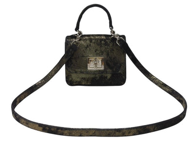 極美品 CHROME HEARTS クロムハーツ GROW UP グロウアップ 2WAYバッグ スモールCHクロス シルバー925 ハラコ ブラック 中古 4b004585