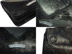 極美品 CHROME HEARTS クロムハーツ GROW UP グロウアップ 2WAYバッグ スモールCHクロス シルバー925 ハラコ ブラック 中古 4b004585