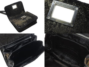 極美品 CHROME HEARTS クロムハーツ GROW UP グロウアップ 2WAYバッグ スモールCHクロス シルバー925 ハラコ ブラック 中古 4b004585