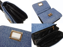 Load image into Gallery viewer, 極美品 CHROME HEARTS クロムハーツ GROW UP スモールCHクロス ブロンズ デニム ハンドバッグ レザー シルバー925 ブルー 中古 4b004586