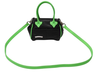 新品同様 CHROME HEARTS クロムハーツ MOCHITA HAND BAG クロスパッチ2WAYショルダーハンドバッグ ブラック グリーン シルバー 中古 4b004587