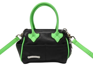 新品同様 CHROME HEARTS クロムハーツ MOCHITA HAND BAG クロスパッチ2WAYショルダーハンドバッグ ブラック グリーン シルバー 中古 4b004587